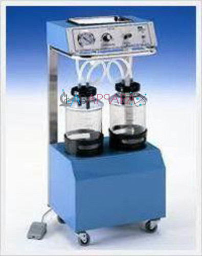 Dual Bottle Suction Machine - Electric Unit with Independent Suction Methods | Continuous Flow Rate Vacuum Gauge Support Foot Operation Provision Automatic Float Cut-Out