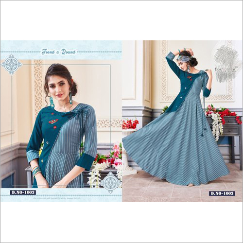 Available In Different Colors Ladies Angrakha Floor Length Gown
