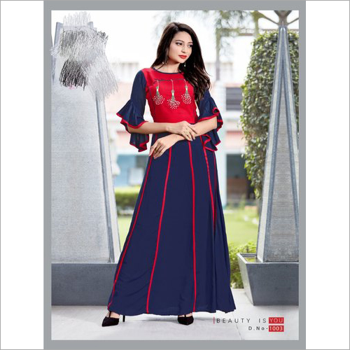 Available In Different Colors Ladies Floor Length Kurti