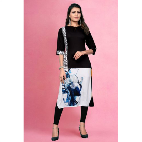 Available In Different Colors Ladies Crepe Fancy Kurti