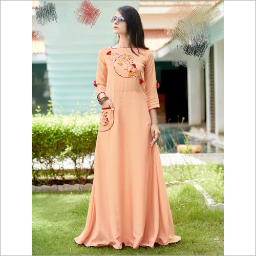 Available In Diferent Color Ladies Rayon Gown