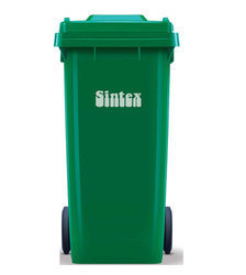 Plastic Green Outdoor Dustbin With Wheeled Cold Water Cleaning
