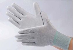 Plain Gray ESD & Anti-Static Palm Fit Gloves - PU Material, Abrator Type, Grey Color | Designed for Industrial Usage