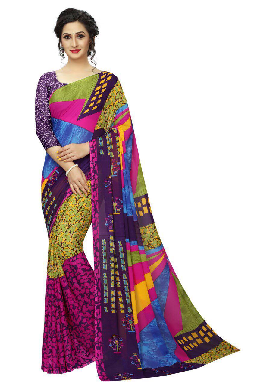 fancy silk saree with printed (Tessls)
