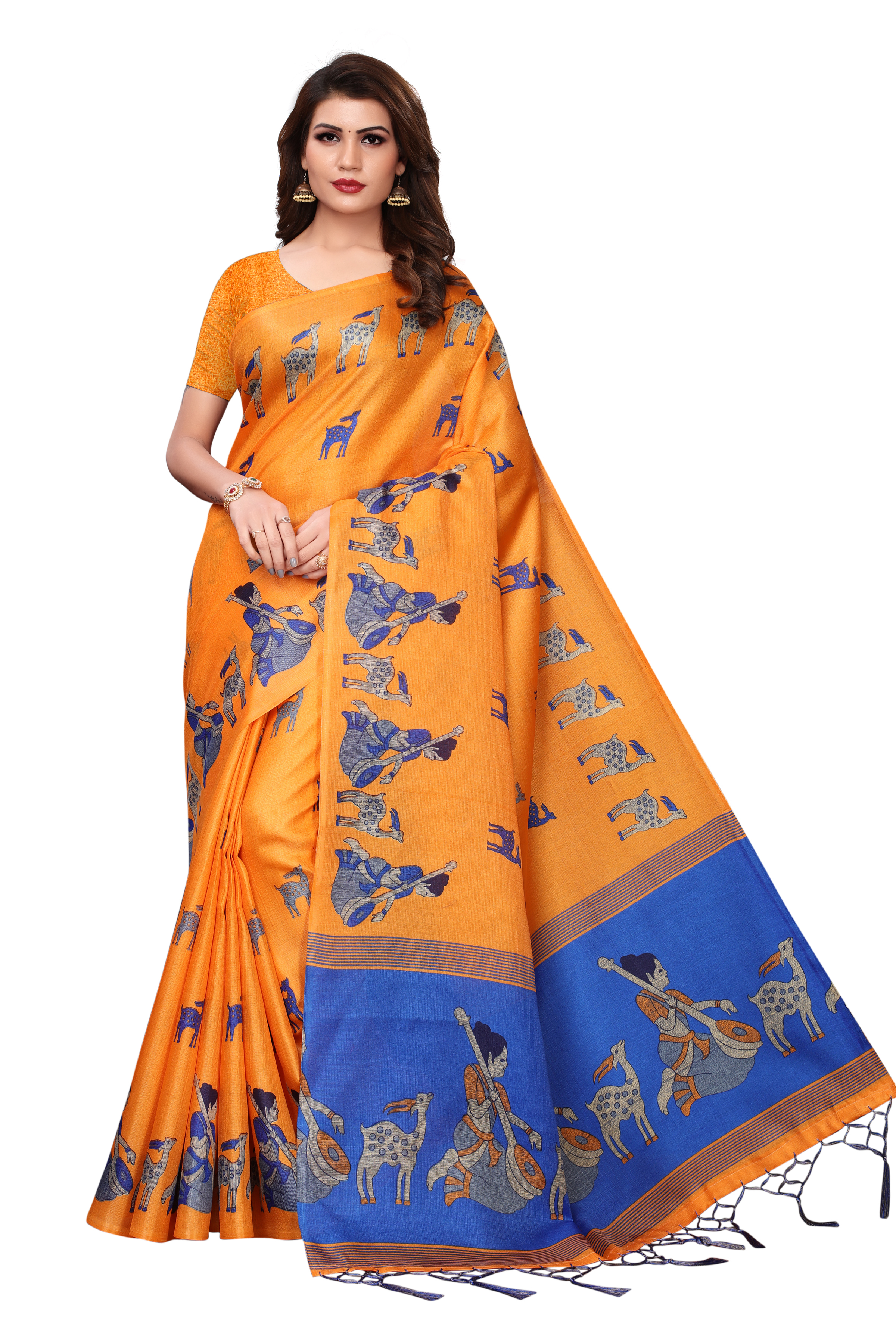 printed saree eith jhalar (Tessls)