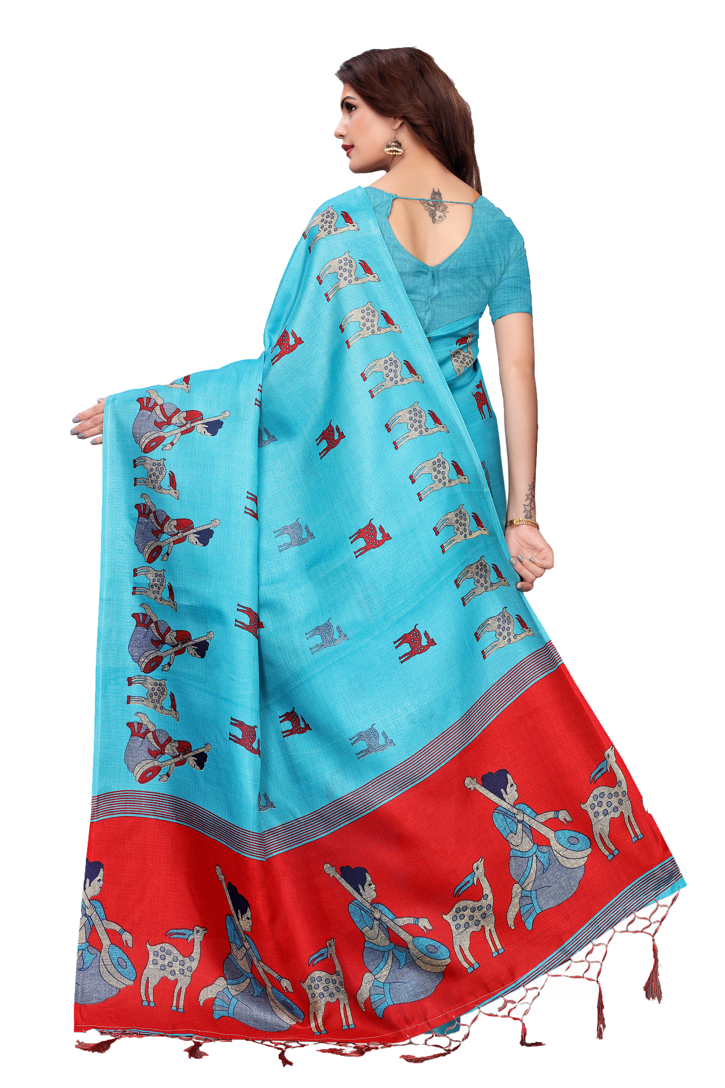 printed saree eith jhalar (Tessls)