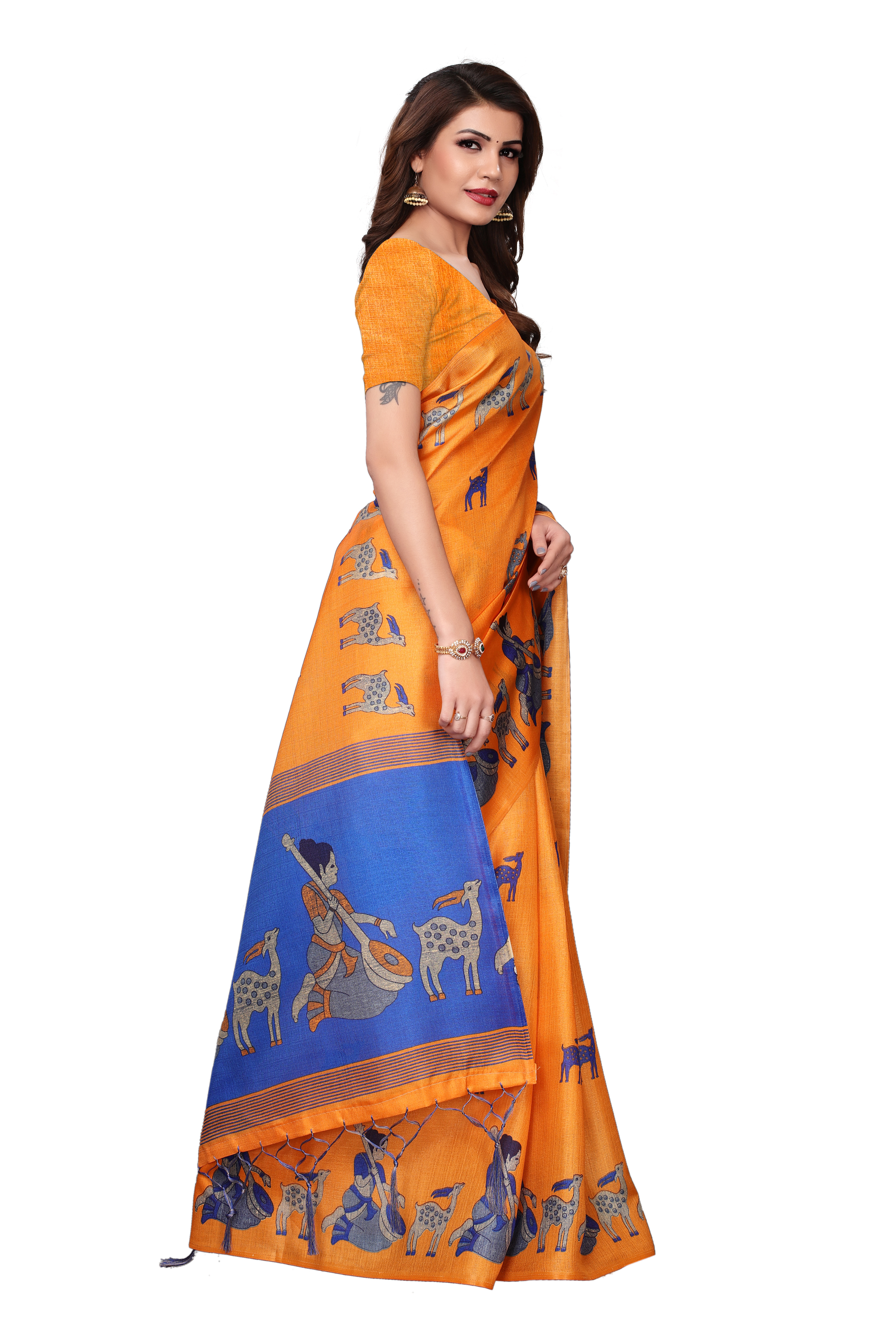 cottom silk saree with jhumar (Tessls)