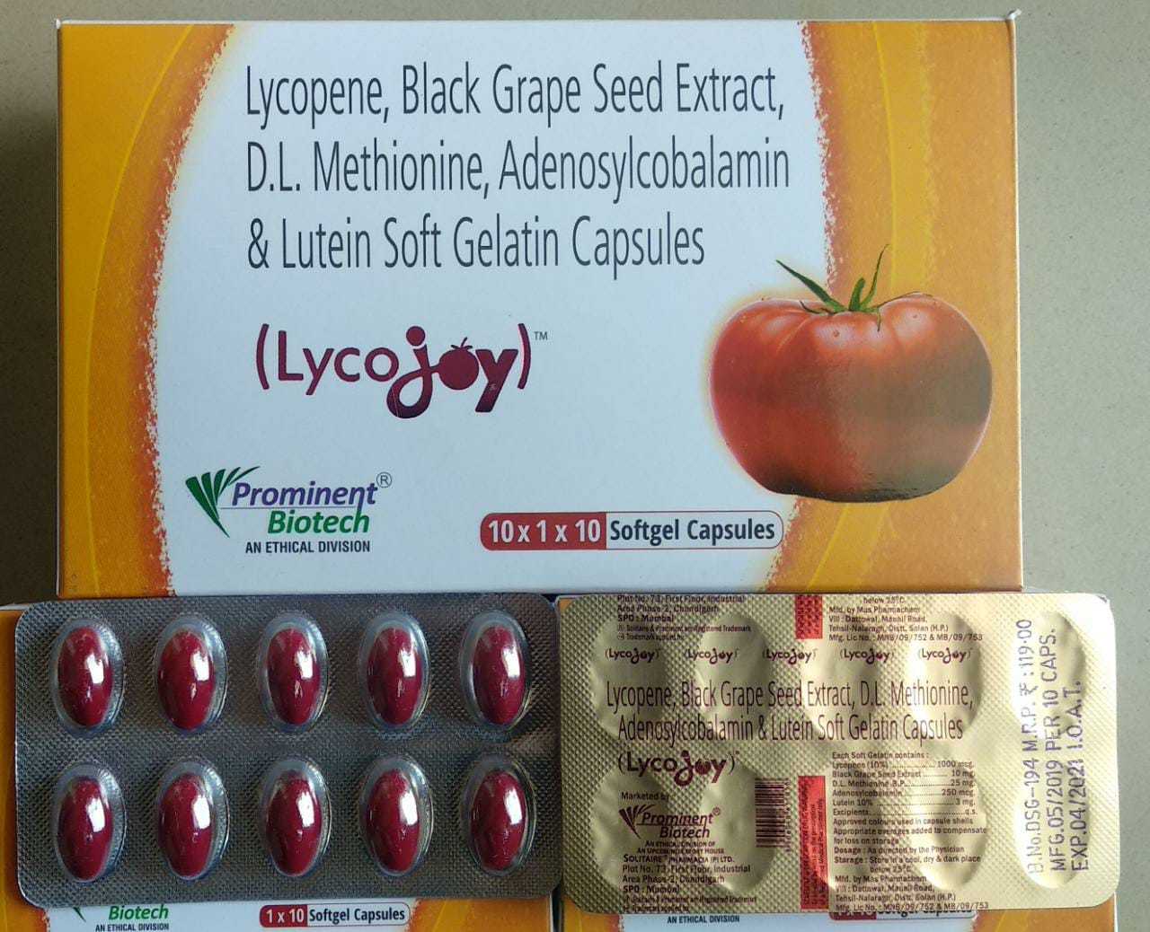Antioxidant Capsule (Lycopene,Black Grape Seed Extract,D.L.Methionine,Adenosylcobalamin,Lutein)