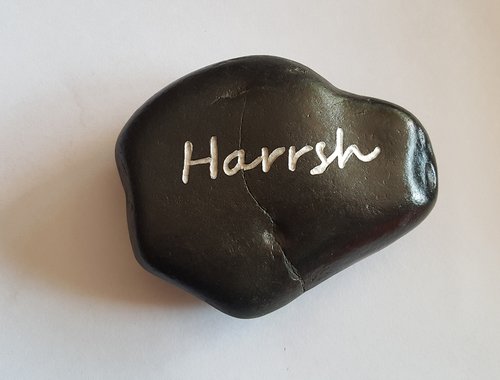 Black Customized Natural River Pebbles Engraved With Your Name