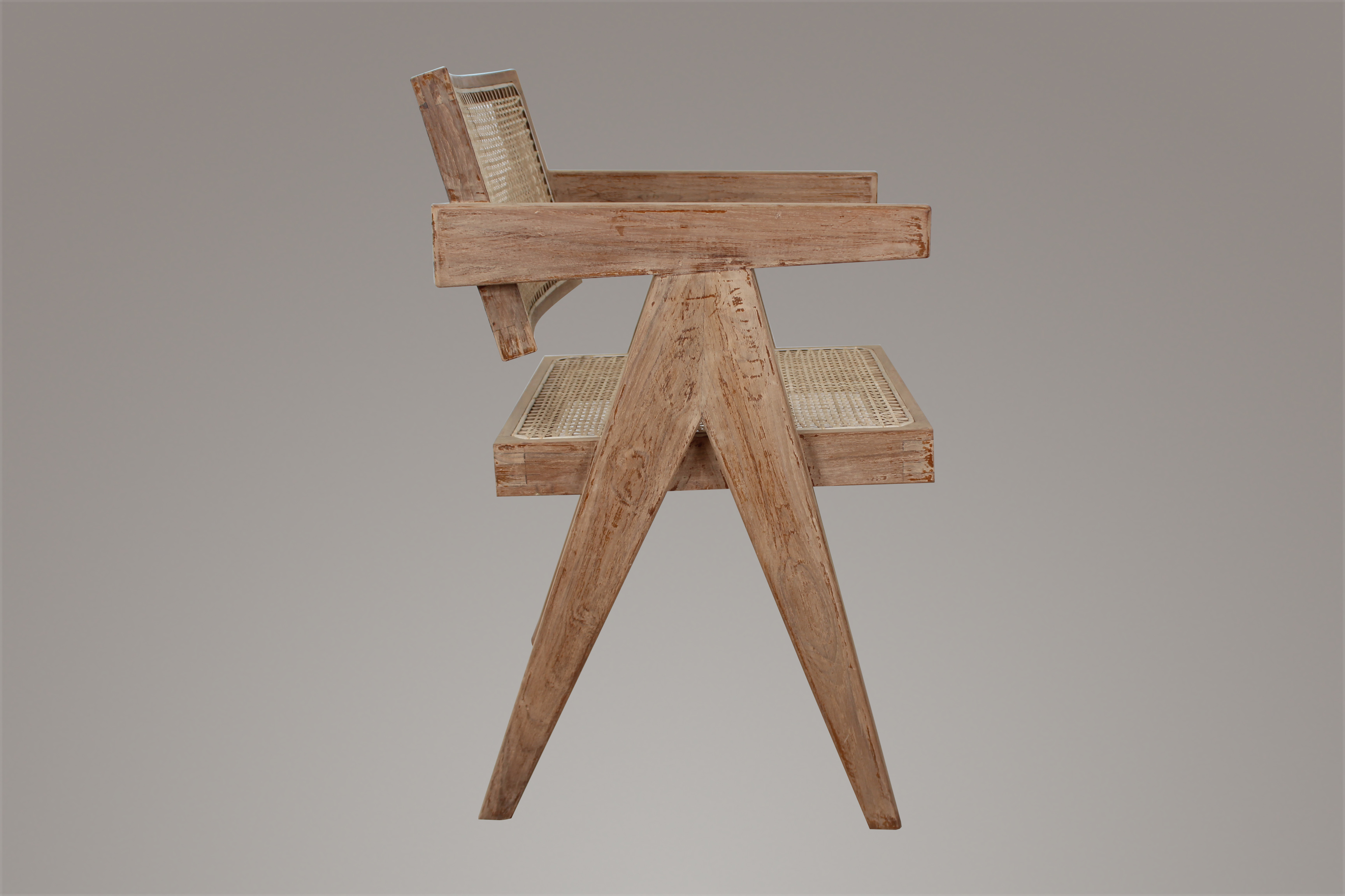 Pierre Jeanneret Dining Room Chair in Weather Beaten Finish
