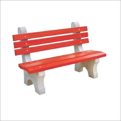 Red-Gray Cement Garden Bench
