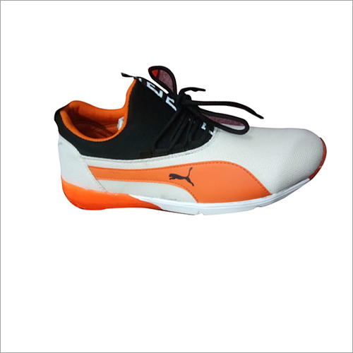 Available In Different Color Mens White And Orange Sports Shoes