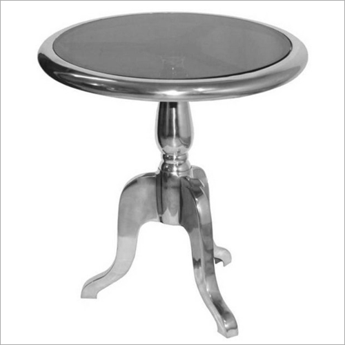 Silver Round Steel Table