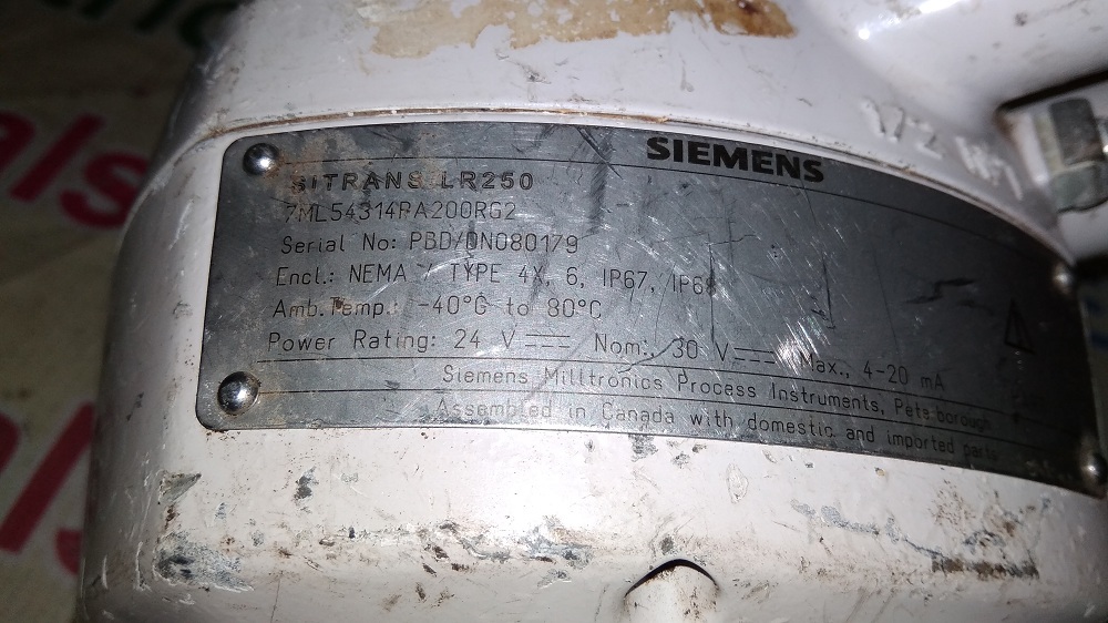 SIEMENS DIGITAL INTERFACE LEVEL MEASUREMENT 7ML54314PA200RG2