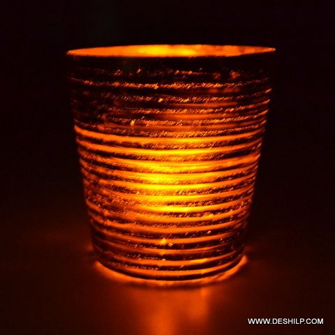 Decorated Glass Candle Holder