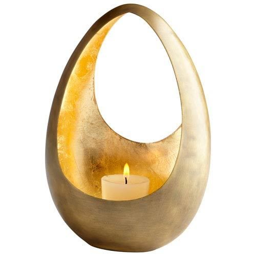 Golden Oval Shape Brass Votive Gold Candle Holder
