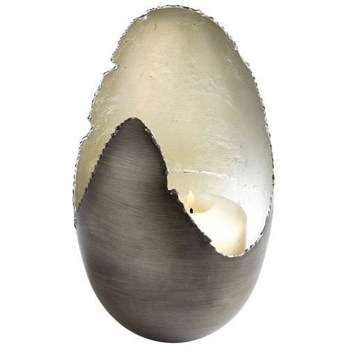 Antique Oval Shape Zinc & Silver Votive Candle Holder Design Type: Hand Building
