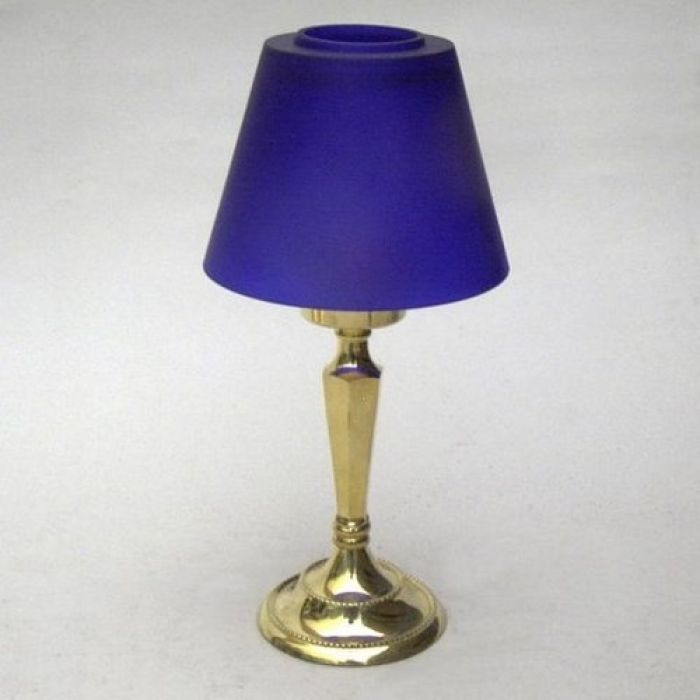 Antique Brass Candle Lamp Glass Shade