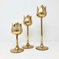 Solid Brass Tulip Candle Holder Set