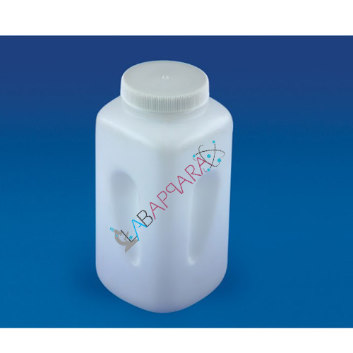 Wide Mouth Square Bottle - Polypropylene, 4000 ml Capacity, Autoclavable Design, Ergonomic Grip for Safely Handling Chemicals