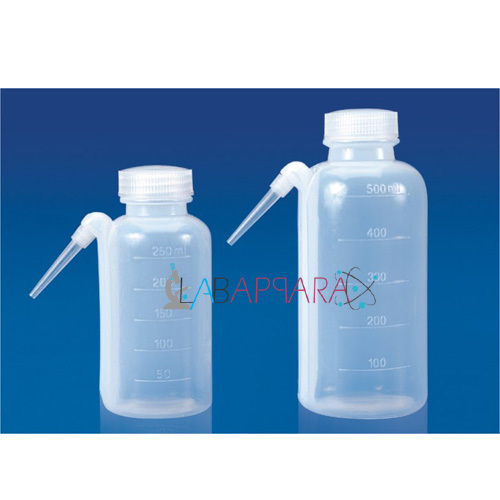 Wash Bottle (New Type) Polypropylene Labappara - Low Density Polyethylene 125 ml 250 ml 500 ml Capacity | Translucent Unbreakable Built-in Delivery Tube Graduated Surface