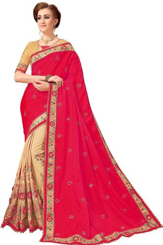 Pink Festival Wear Embroidered Silk & Georgette Saree Collection