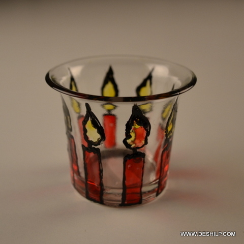 Decorated Glass T Light Candle Holder for promotional