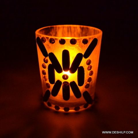 Decorated Glass Candle Holder