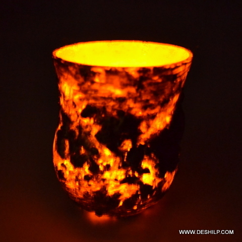 Amberdusk Hand-Painted Glass Candle Cup - Product Type: Tea Light Holder