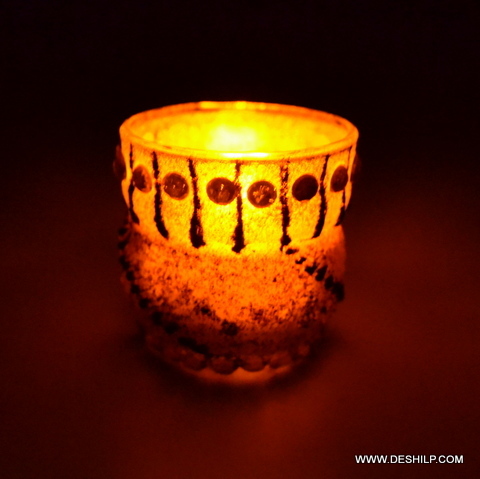 GoldenEdge Premium Glass Candle Piece