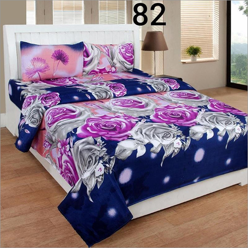 Available In Different Color 3D Rose Print Double Bedsheet