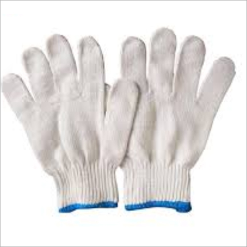 Safety Cotton Knitted Hand Gloves - Full Finger, White & Multicolor Options | Durable Cotton Yarn, Ideal for Safety Purposes