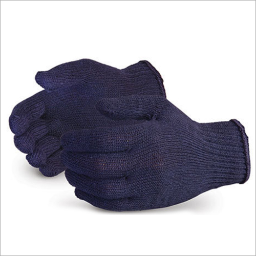 Washable Blue Cotton Knitted Gloves