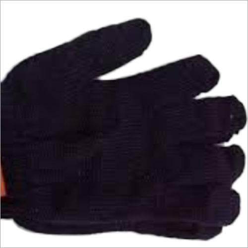 Washable Black Cotton Knitted Hand Gloves