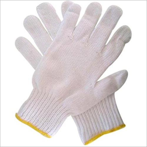 Washable White 40 Gram Cotton Knitted Hand Gloves