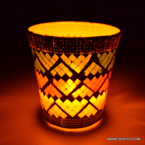 Mosaic Glass Candle Votive for ceremony