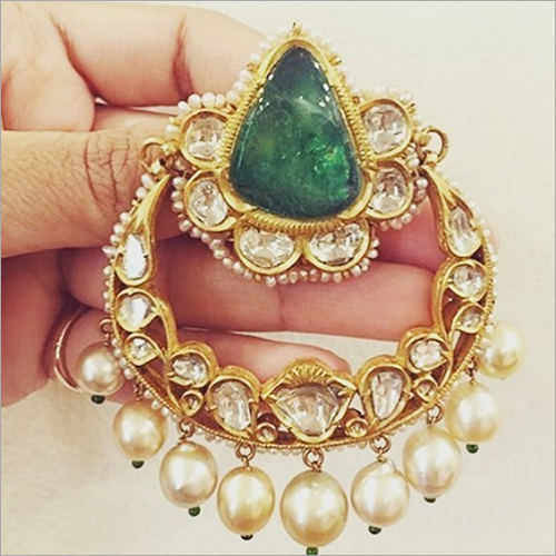 Brooches Ladies Gold Kundan Earring