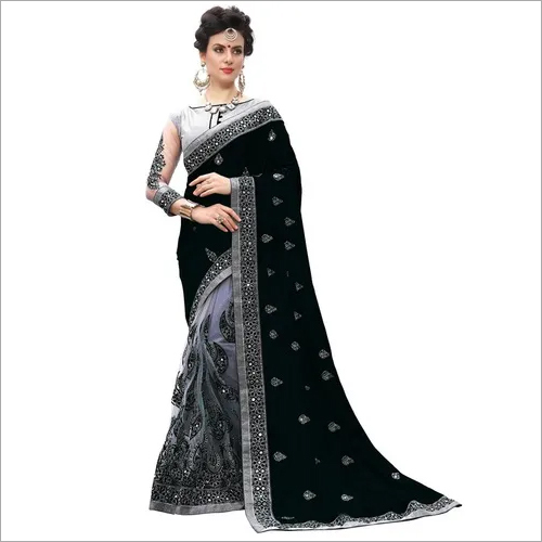 Black Designer Embroidered Saree Collection