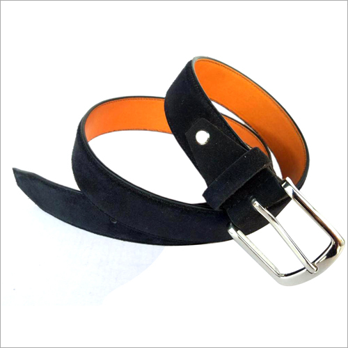 Black Fine Suede Leather Belt