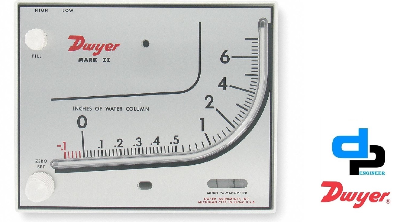 DWYER MARK II MODEL 40-1-AV MANOMETER RANGE 0-1.1 INCHES W.C