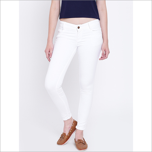 Ladies Plain White Jeans