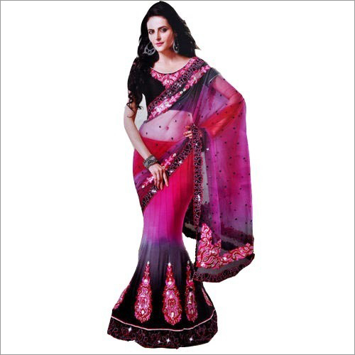 Ladies Fancy Saree - Multiple Color Options, Embroidered with Sequins | Traditional Ethnic Wear, All-Season Suitable, Dry Clean Only