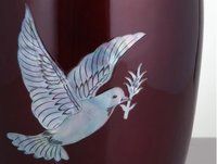 New Burgundy Mother of Pearl Inlay Dove Urn