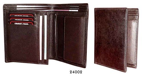 Brown Mens Vertical Bifold Leather Wallet