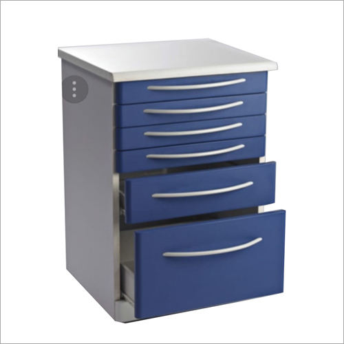Dental Cabinet - Metal and Wood Design, Blue-Gray Color, Manual Operation, Portable Non-Disposable Unit