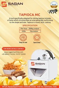 Tapioca Chips Machine - Stainless Steel, 400 Kg/hr Capacity | Automatic, High Speed, User Friendly, Hygienic Design