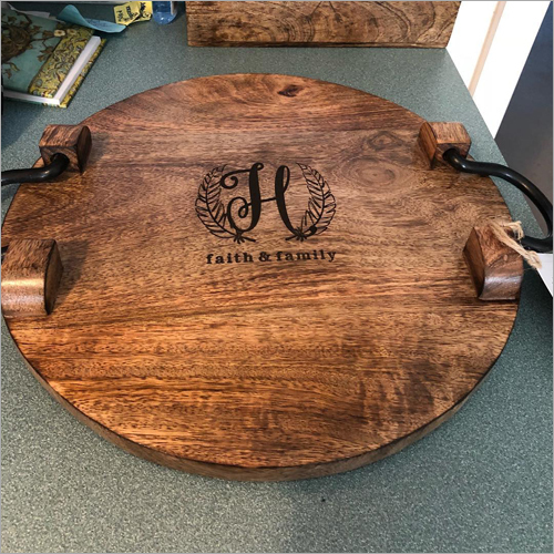 Polished Modern Round Wooden Tray