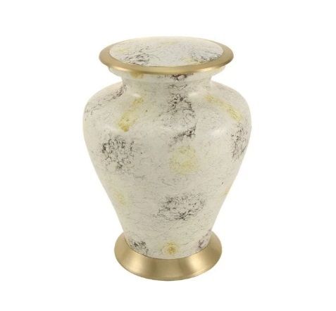 White Marble Metal Alloy Urn