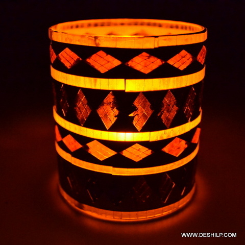 Round Glass Candle Holder With Mosaic Finish for gifts