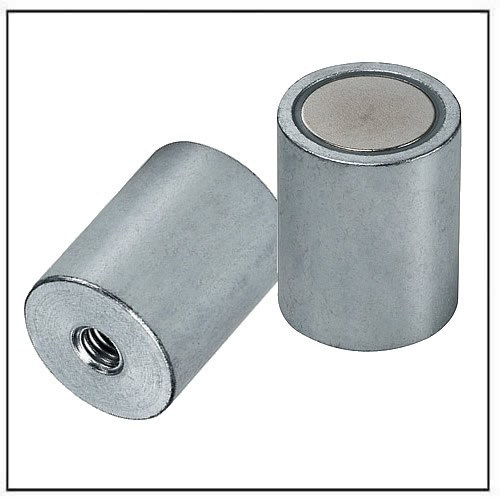 Cylindrical Pot Magnets - Steel Casing, Enhanced Holding Force | Permanent Rubber Magnet, Suitable for Various Temperatures, Versatile Magnetic Fixtures